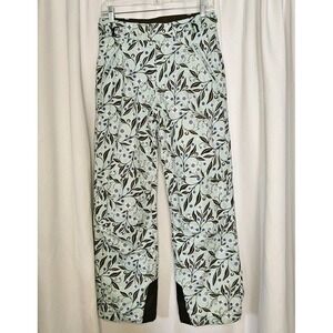 Columbia Ski Snow‎ Pants Teal Brown Floral Girls 14/16 Water Resistant